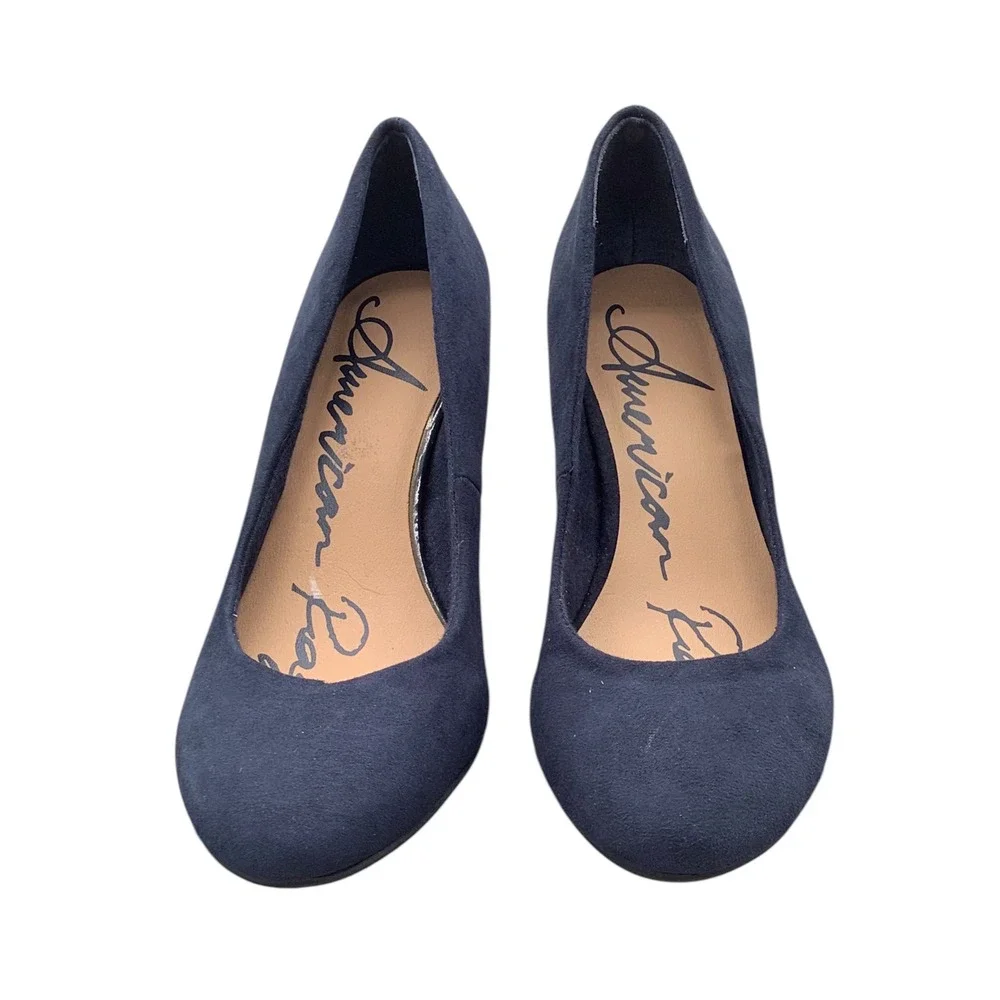 American Rag AFELIX Navy Blue Round Toe Pumps Womens Size 6M Faux Suede Heels